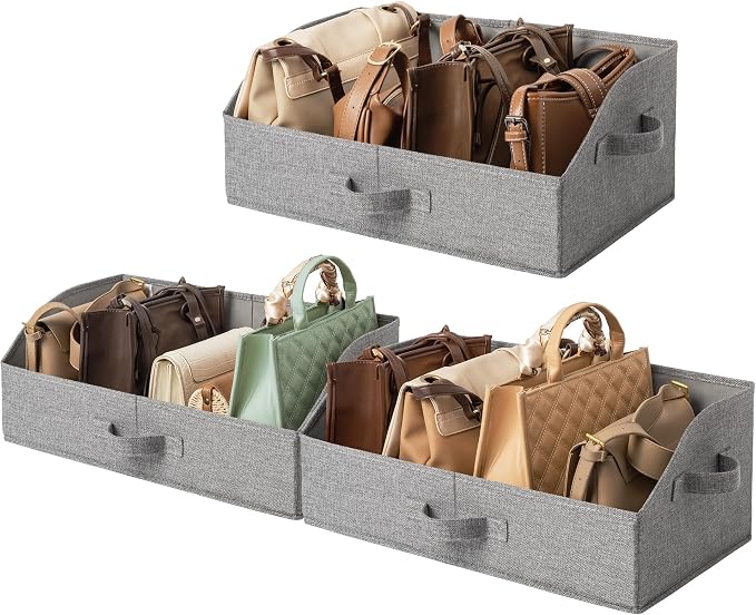 GRANNY SAYS Trapezoid Closet Storage Bins, Large, Dark Gray, 3-Pack | Shelf Storage Baskets, Clothes Storage Bin, Closet Organizer and Storage Bins, Clothing Bins for Closet Shelves