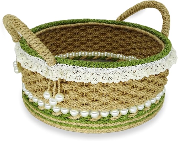 Zenpeace Wicker Small Basket, Suitable For Hand-Woven Basket with Handle In Bedrooms, Kitchens, Bathrooms and Living Rooms, for Organizing and Decorating Projects, Storage Various Items and Keys
