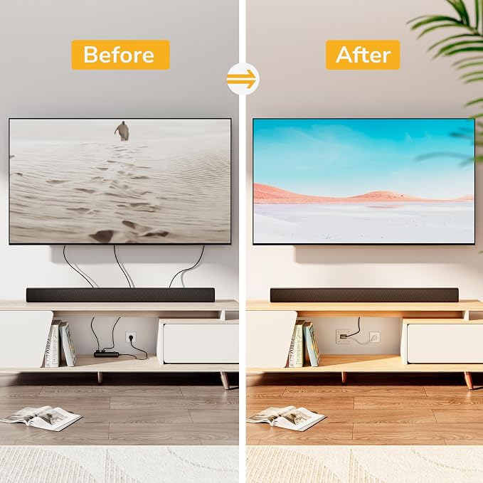 Mount-It! in-Wall TV Cable Management Kit with Recessed Power – Dual Outlet, USB-A and USB-C Ports, 9ft Cord, and Hand Saw – Easy, Safe Cable Management for Organized TV and Home Theater Setups