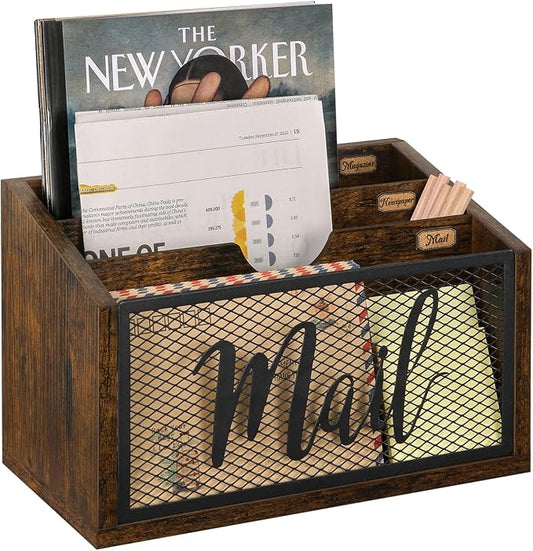 YINMIT Mail Organizer Countertop, Mail Holder, Mail Sorter for Desk, Desktop Mail Basket, Mail Organizer Wall Mounted, Office Desk Organizers and Accessories for File Paper Folder