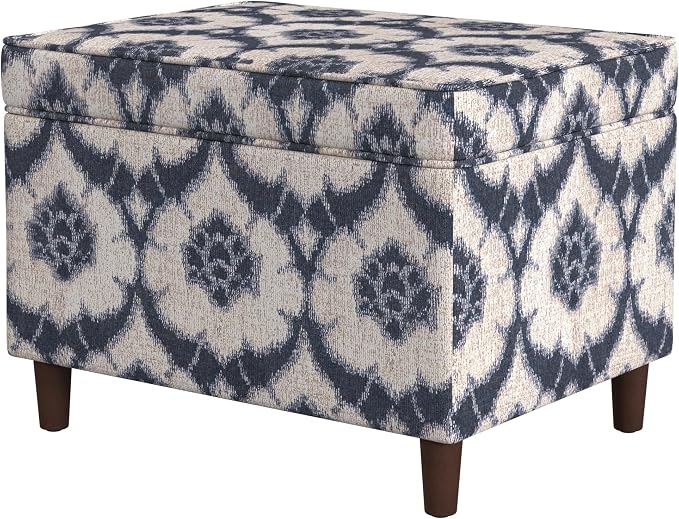 Spatial Order 24" Dinah Collection Storage Ottoman - Blue Medallion Print
