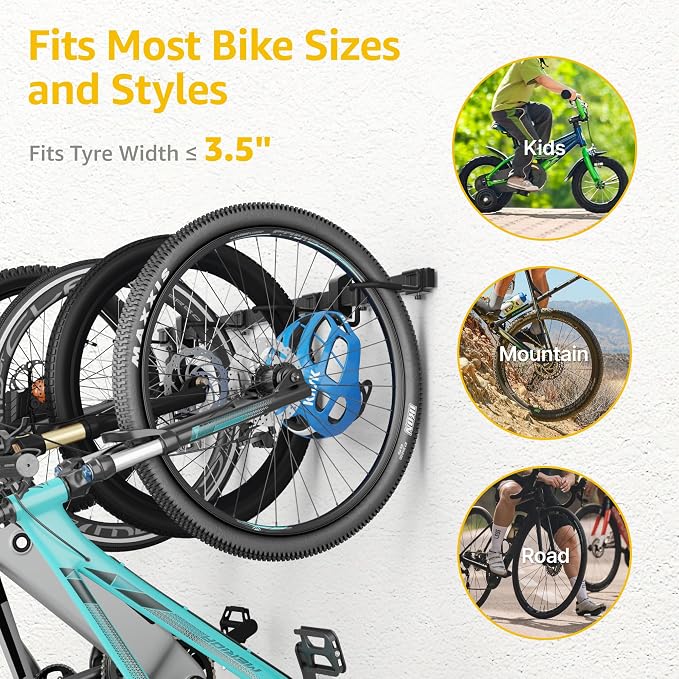 monTEK Enhanced Bike Storage Rack, Adjustable 4-Bike and 2-Helmet Hangers | Customizable for Various Bike Sizes, Heavy-Duty Steel Bike Wall Mount, Max Load 265lbs,for Indoor Bike Storage, 48-in