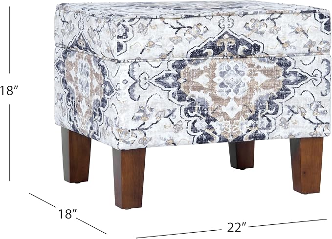 Spatial Order 22" Dinah Collection Storage Ottoman - Antiqued Ebony Cream