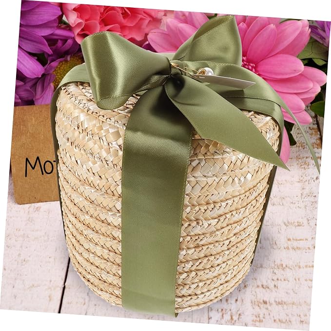 Zerodeko 1Set Hand Woven Round Braided Storage Basket Vintage Rustic Decorative Basket for Living Room Multi Functional Woven Box for Organizing Cosmetics Books and More