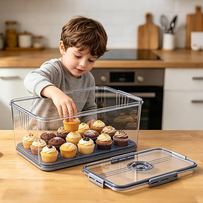 Bread Box Bread Boxes with Lid for Kitchen Counter, Airtight Loaf Bread Storage Container,Large Time Recording Bread Keeper for Homemade Bread, Toast, Bagel, Donut and Cookies ,Not dishwasher safe
