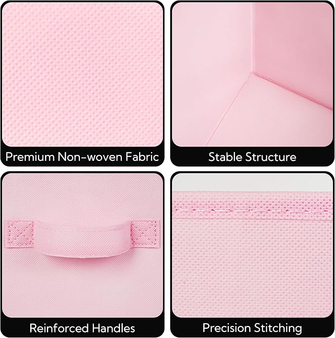 Cupic Cupid 11x11 Storage Cubes, 6 Pack Open Storage Bins with Handles, Storage Cube Organizer for Clothes and Toys, Collapsible Cube Bins for Closet, Shelves, Offices, Pink