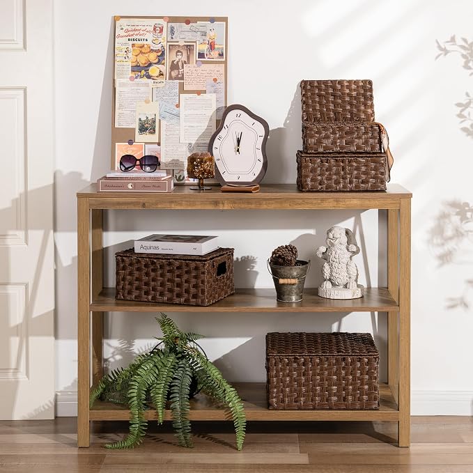 Granny Says Wicker Basket With Lid, Decorative Storage Baskets For Shelves | Woven Baskets With Lids, Wicker Baskets For Storage, Decorative Storage Boxes, Woven Stackable Basket with Lid for Organizing