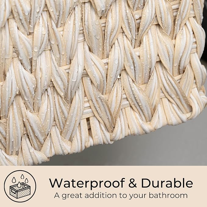 GRANNY SAYS Wicker Storage Basket for Shelves, Waterproof Wicker Basket for Organizing, Woven Basket for Shelves, Decorative Basket for Entryway, Butter Milk