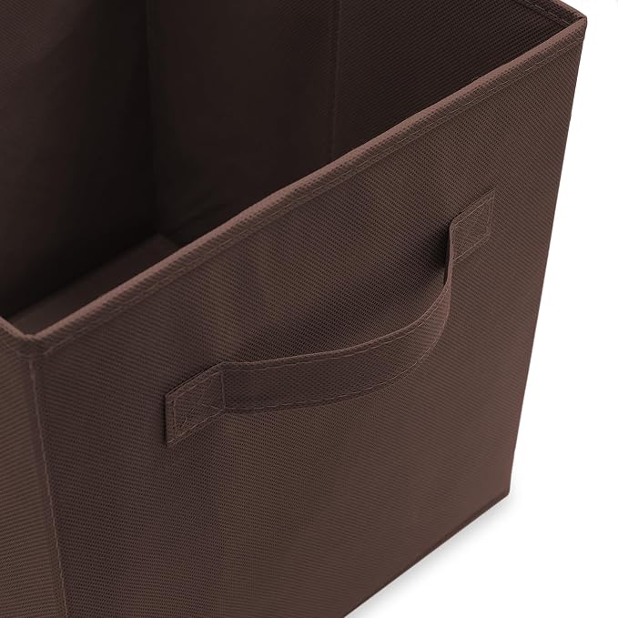 Casafield Set of 6 Collapsible Fabric Cube Storage Bins, Brown - 11" Foldable Cloth Baskets for Shelves, Cubby Organizers & More