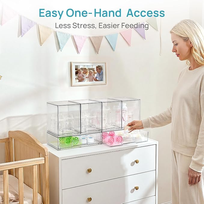Vtopmart 6 Pack Baby Bottle Organizer Set, Stackable Storage Drawers Ideal for Kichen Countertop, Vanity, Bathroom, Cabinet, Pantry Organization