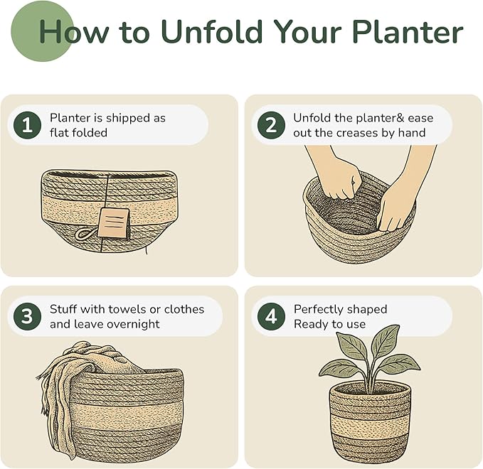 Jute Small Plant Pots Set of 2, 6.5 inches- Olive & Natural | Jute Planter Basket-Woven Rope Covers for Decorating Indoor/Outdoor Succulents Multi-Purpose Storage Bins Modern Style Decor