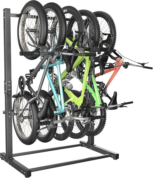 EVERHANGER Freestanding Bike Rack, Vertical Bike Rack Stand for Garage, Bicycle Storage Organizer, Holds Up to 5 Bikes