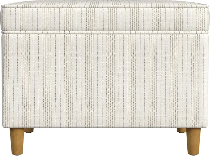 Spatial Order 24" Dinah Collection Storage Ottoman - Cream Marigold Pinstripe Fabric