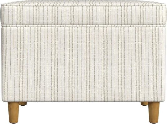 Spatial Order 24" Dinah Collection Storage Ottoman - Cream Marigold Pinstripe Fabric
