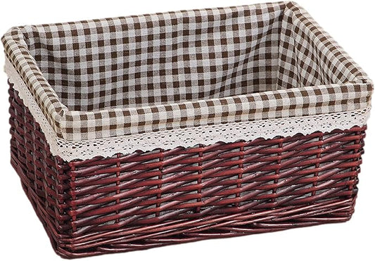 rismart Handmade Wicker Storage Baskets Woven Decorative Organizing Bins for Bedroom Bathroom Shelf Coffee