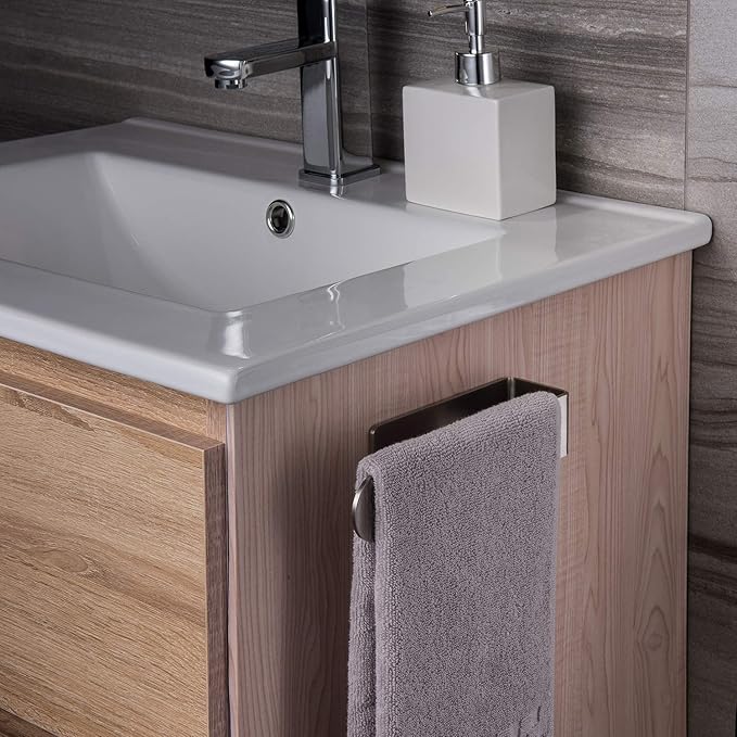 Taozun Hand Towel Holder/Hand Towel Ring - Self Adhesive Bathroom Towel Bar Stick on Wall, SUS 304 Stainless Steel Brushed | Hand Towel Rack, 7.9 Inch, For Bathroom/Kitchen/RV/Renter, Space Saver, Easy to Install, Peel and Stick, No Drilling, Sturdy