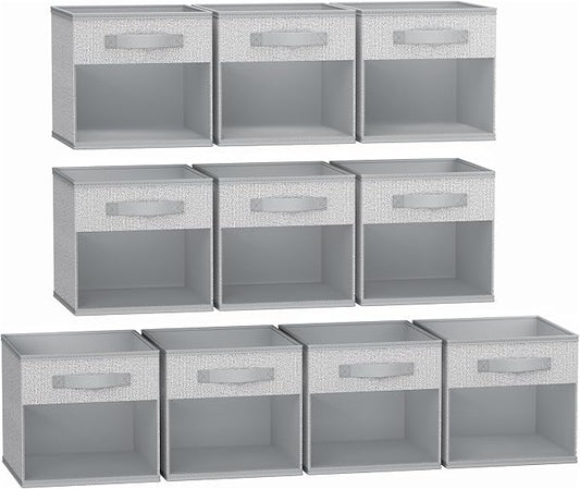 DIMJ Storage Cubes, Cube Storage Bin, 10 Pack Foldable Cubes with Window, Closet Oganizer Boxs with Handle, 12.2x 12.2 inch Storage Organizer for Clothes, Toys, Books