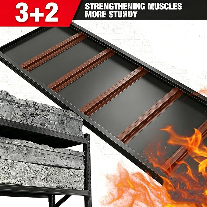 67” W Storage Shelves Heavy Duty 5000Lbs Adjustable Metal Garage Shelving Unit Rack Metal Storage Shelf for Heavy Tools and Equipment, Ideal for Garage, Basement, Black, 67" W X 20" D X 63" H