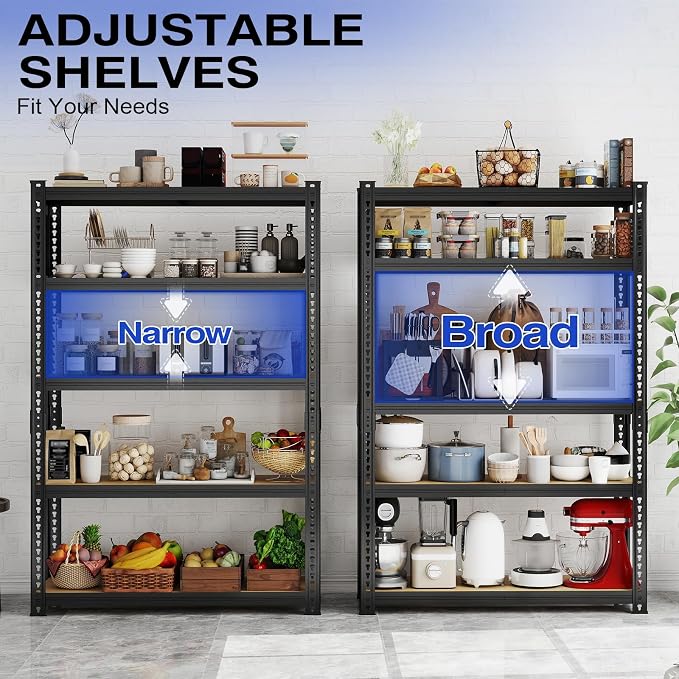 78'' H Garage Storage Shelves, Shelving Units and Storage, Heavy Duty Garage Shelving, Metal Shelves for Basement, Warehouse, Pantry, Kitchen, 78''H x 40''W x 16''D, 2200 LBS