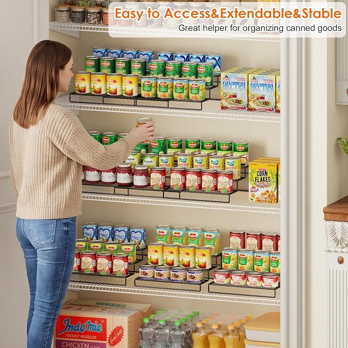 Dmevkic 3-Tier Expandable Can Storage Rack for Pantry,Adjustable Metal Can Organizers and Storage Holds Up to 36 Cans,Can Organizer for Pantry Kitchen Cabinet Countertop