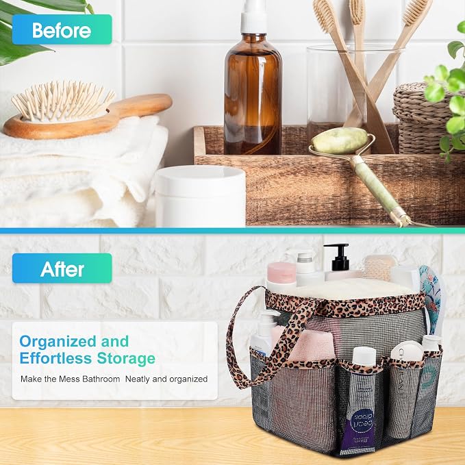Mesh Shower Caddy Portable - 9 Pockets for College Dorm Room Essential | Large Capacity Mesh Shower Caddy with 9 Pockets, Portable Hanging Toiletry Bag for College Dorm, Gym, Camping and Beach