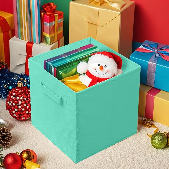 ShellKingdom Storage Bins, Foldable Fabric Storage Cubes And Cloth Storage | Storage Organizer For Closet And Toys, 10.5x10.5x11 INCH, 2 Pack (Mint Green)