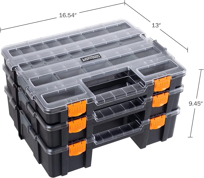 Stalwart Tool Box Organizer - 3-in-1 Portable Small Parts Organizer, Gray
