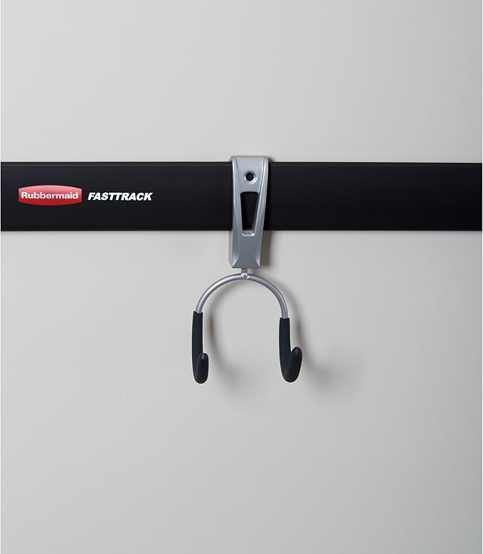 Rubbermaid Fasttrack Compact Hook for Garage Organization, Soft Grip, Ideal for Cords/Ropes/Small Hoses/Camping Chairs (Pack of 6)