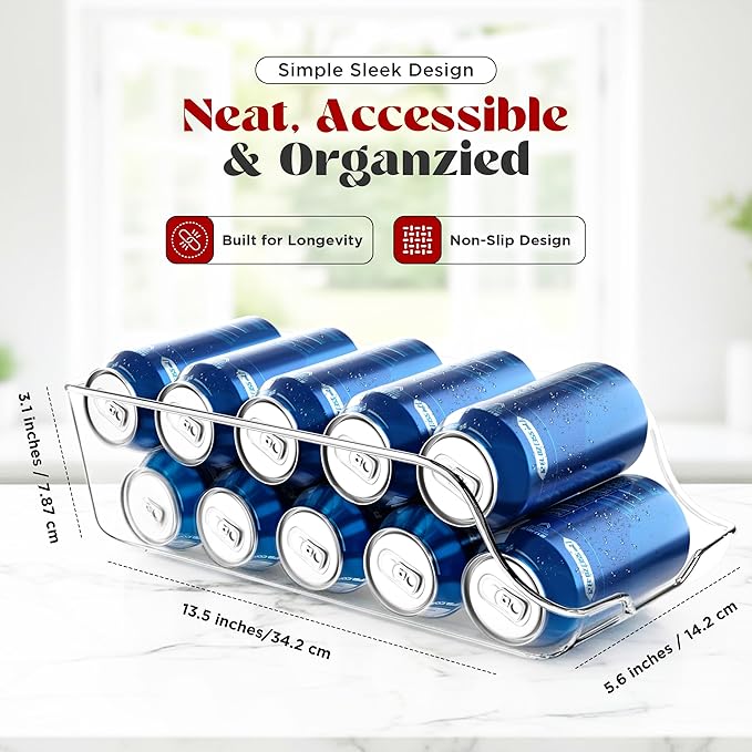 Utopia Kitchen Soda Can Organizer for Refrigerator & Pantry, 4 Pack, Clear | Durable Can Storage Organizer for Fridge & Kitchen Organization
