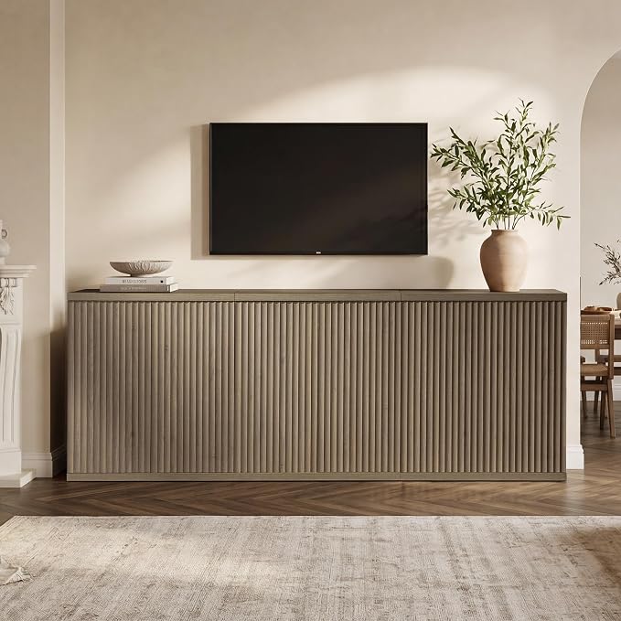 SICOTAS Buffet Cabinet with Storage Sideboard Cabinet with Doors & Shelves | Accent Sideboard Modern Credenza Fluted Storage Cabinet Mid Century Media Console for Living Room Kitchen Dining Hallway