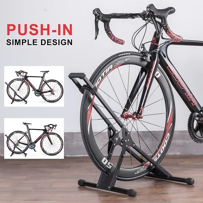 Bike Floor Stand Rack- Indoor Bike Stand for Garage/Home - Bike Storage Bicycle Parking Rack Fit 20”-29” Mountain Road Bikes (1 Bike Rack)