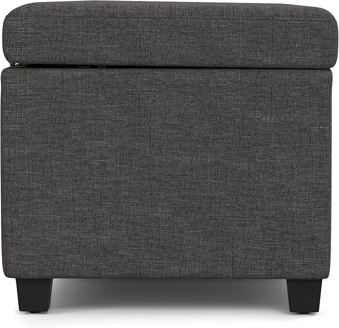 SIMPLIHOME Avalon 54" Wide Vegan Leather Storage Ottoman in Brown | Contemporary lift-top ottoman with high-density foam; rectangle storage bench or coffee table for living room or entryway.