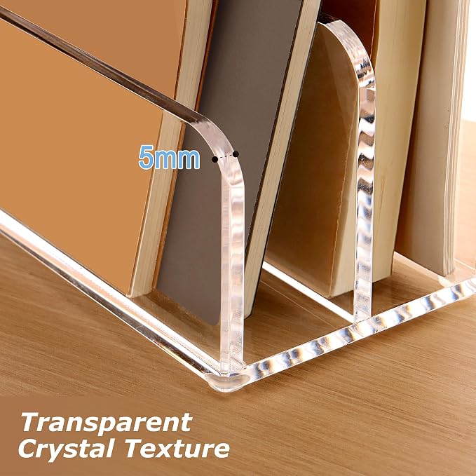 SANRUI Acrylic Mail Sorter Desktop Organizer Holder, 2 Compartments Clear | Small File Script Letter Office Document Storage for Desk Bill Filling Envelope Holder Office, Home, School Desk Organization