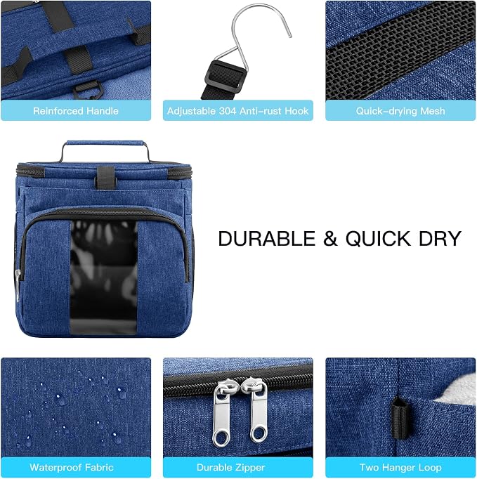 Bukere Portable Shower Caddy College Dorm Room Essential, Shower Caddy Tote Bag for Student, Girl, Women, Men, Separate Compartment, Large Capacity, Quick Dry Mesh Base for Travel, Gym, Camp