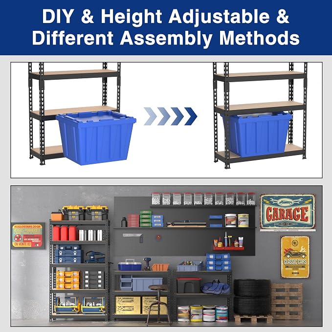 WORKPRO Shelving with MDF Board, 27-2/5"W x 11-7/10"D x 60" H, 1650LBS Load
