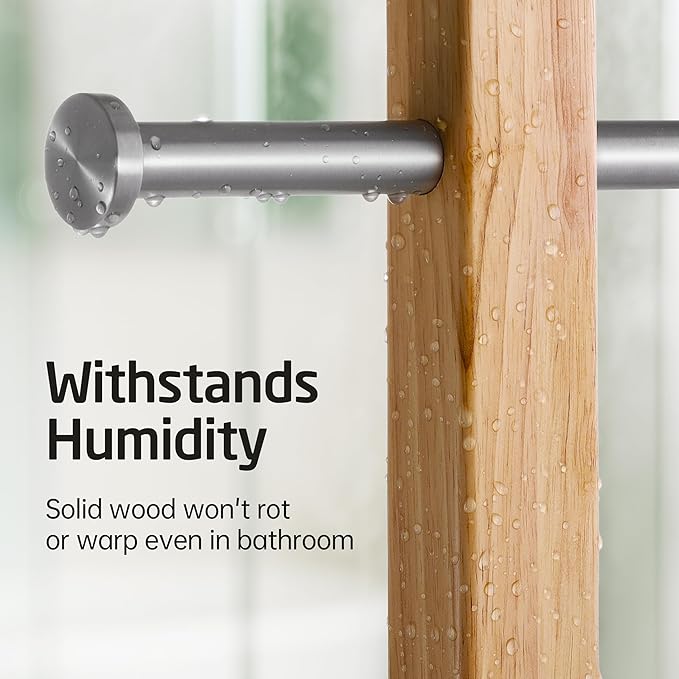 KES No Wobble Wooden Standing Towel Rack with Weighted Natural Marble Base | 3 Tier Width Adjustable Free Standing Towel Rack Stand for Bathroom, Pro-Grade 18/8 Stainless Steel, Brushed Finish