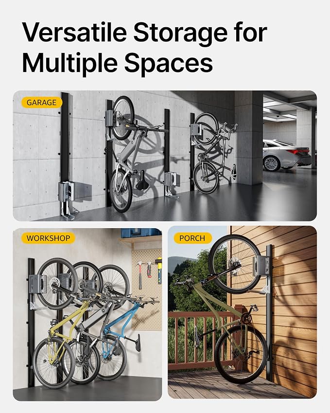 monTEK Automatic Lift Bike Rack Up to 71LBS, BG | Heavy-Duty Vertical Wall Bike Rack,Fits 24-29" Tires,Effortless Lifting,Easy Install,Space-Saving Storage for Garage Shed