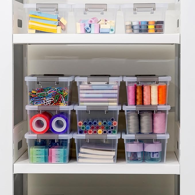 Citylife 20Packs 1.3Qt Small Storage Bins with Lids,Stackable Clear | Plastic Containers for Beads, Buttons, Sewing Supplies, Office Supplies