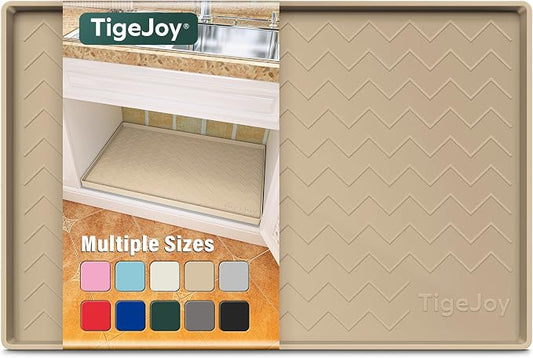 TigeJoy Under Sink Mat 28" x 22", Silicone Mats in Kitchen Bathroom Organizers and Storage, Waterproof Protector for Drawer Shelf and Cabinet Liner, Flexible Drip Tray | Leak-Proof Silicone Mat Sink Protector, Kitchen Essentials Organizer and Storage,B...
