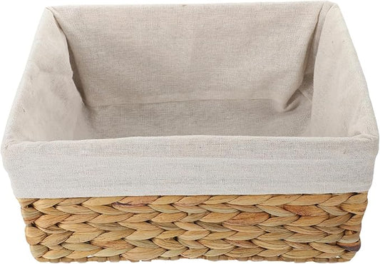 PRETYZOOM Rattan Basket Straw Woven Design Multi-purpose Storage Basket for Closets Living Room Kitchen