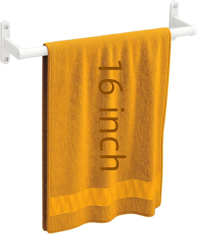 KLJKPA Towel Bar for Bathroom, 16 Inch Wall Mounted Towel Rack, White | Heavy Duty Single Towel Rod, Space-Saving Hand Towel Holder, Toilet Kitchen Towel Storage, Rustproof, Stainless Steel