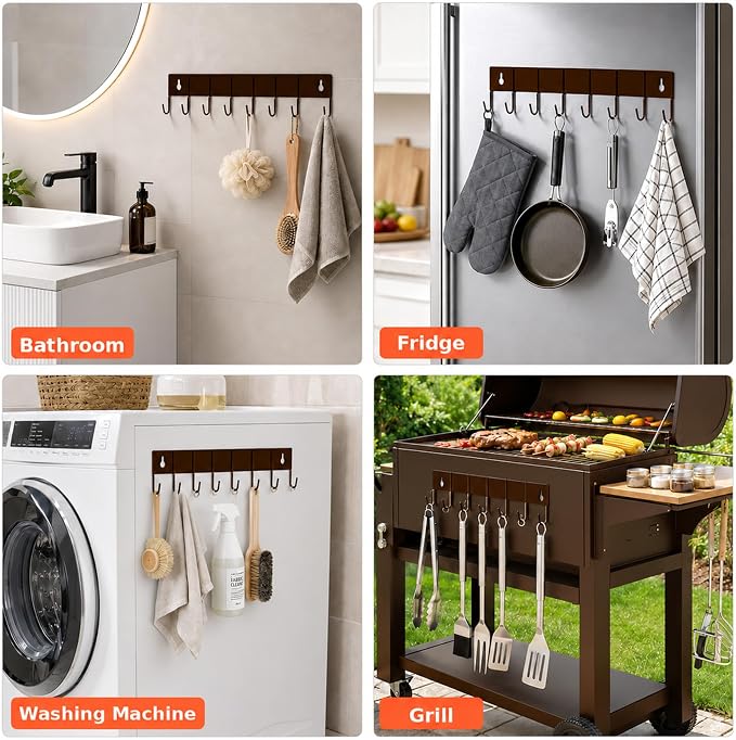 SMRCAD Metal Magnetic Spice Rack 4 Pack with Hook – Heavy-Duty | Iron construction, dust-resistant, fits condiment bottles, includes screws for optional wall mount