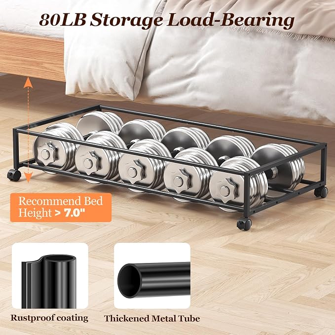 Yecaye 70 L Under Bed Storage with Wheels, 3 Pack Larger Capacity Under Bed Storage Containers, Underbed Shoe Storage Organizer, Rolling Under Bed Metal Drawers for Clothes, Blankets, Hemp Grey