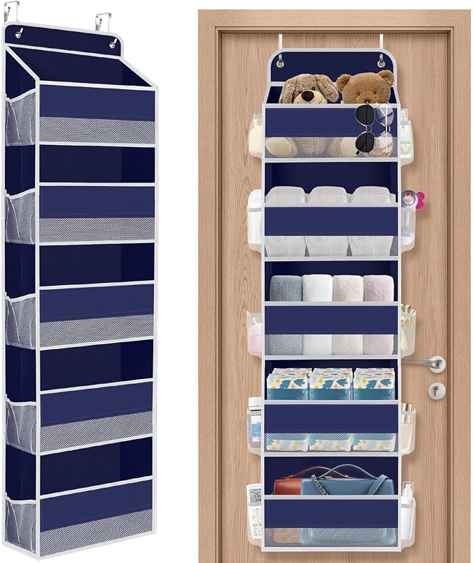 1Pack Over The Door Organizer Large Capacity Hanging Storage Room Organizer | 40 lb Capacity, Ultra-Sturdy, Foldable, Mesh Design with Clear Window, Space-Saving Organizer for Pantry, Nursery & Closet