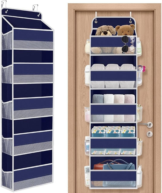 1Pack Over The Door Organizer Large Capacity Hanging Storage Room Organizer | 40 lb Capacity, Ultra-Sturdy, Foldable, Mesh Design with Clear Window, Space-Saving Organizer for Pantry, Nursery & Closet