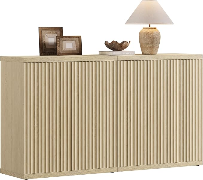 SICOTAS Buffet Cabinet with Storage Sideboard Cabinet with Doors & Shelves | Accent Sideboard Modern Credenza Fluted Storage Cabinet Mid Century Media Console for Living Room Kitchen Dining Hallway
