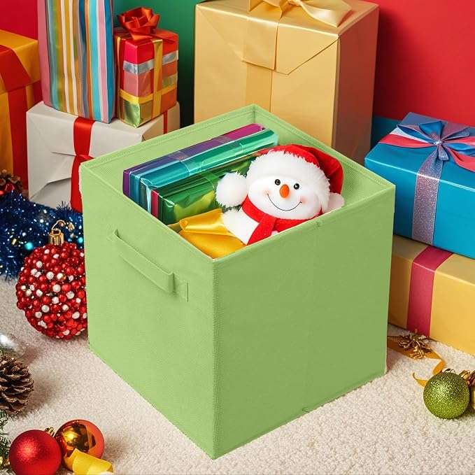 ShellKingdom Storage Bins, Foldable Fabric Storage Cubes And Cloth Storage | Storage Organizer For Closet And Toys, 10.5x10.5x11 INCH, 2 Pack (Green)