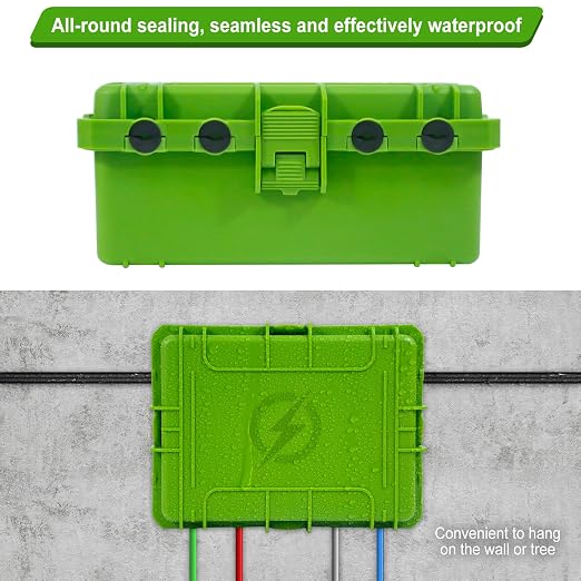 Large Outdoor Electrical Box Waterproof, IP54 Extension Cord Cover Weatherproof Outdoor Outlet Covers, Protect Power Strip, Timer Outlet, Plug, Socket, Holiday Light, Green (12 x 9X 5 inch)