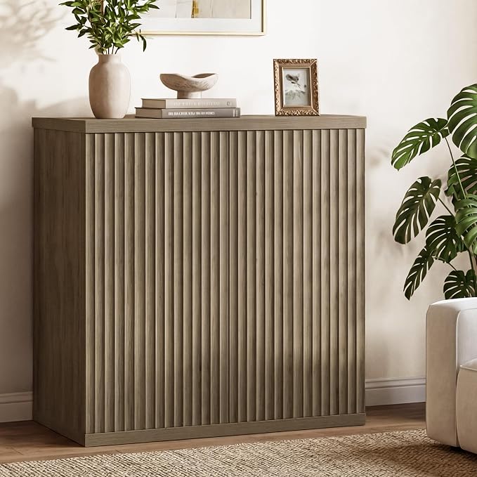 SICOTAS Buffet Cabinet with Storage Sideboard Cabinet with Doors & Shelves | Accent Sideboard Modern Credenza Fluted Storage Cabinet Mid Century Media Console for Living Room Kitchen Dining Hallway