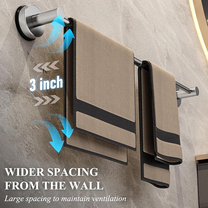 Towel Bar for Bathroom Wall,Adjustable 12~21 Inch Towel Racks for Bathroom Wall Mounted, Towel Holder for Glass Shower Door,Bathroom Accessories,Apparment Essentials,Home Decor-Silver